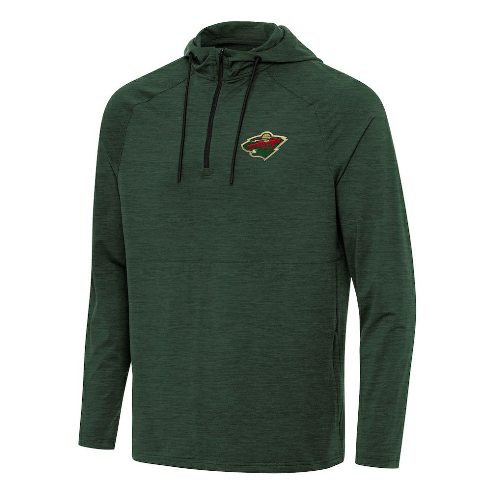 Minnesota Wild Antigua Spikes Quarter-Zip Hoodie - Hunter Green Hoodies