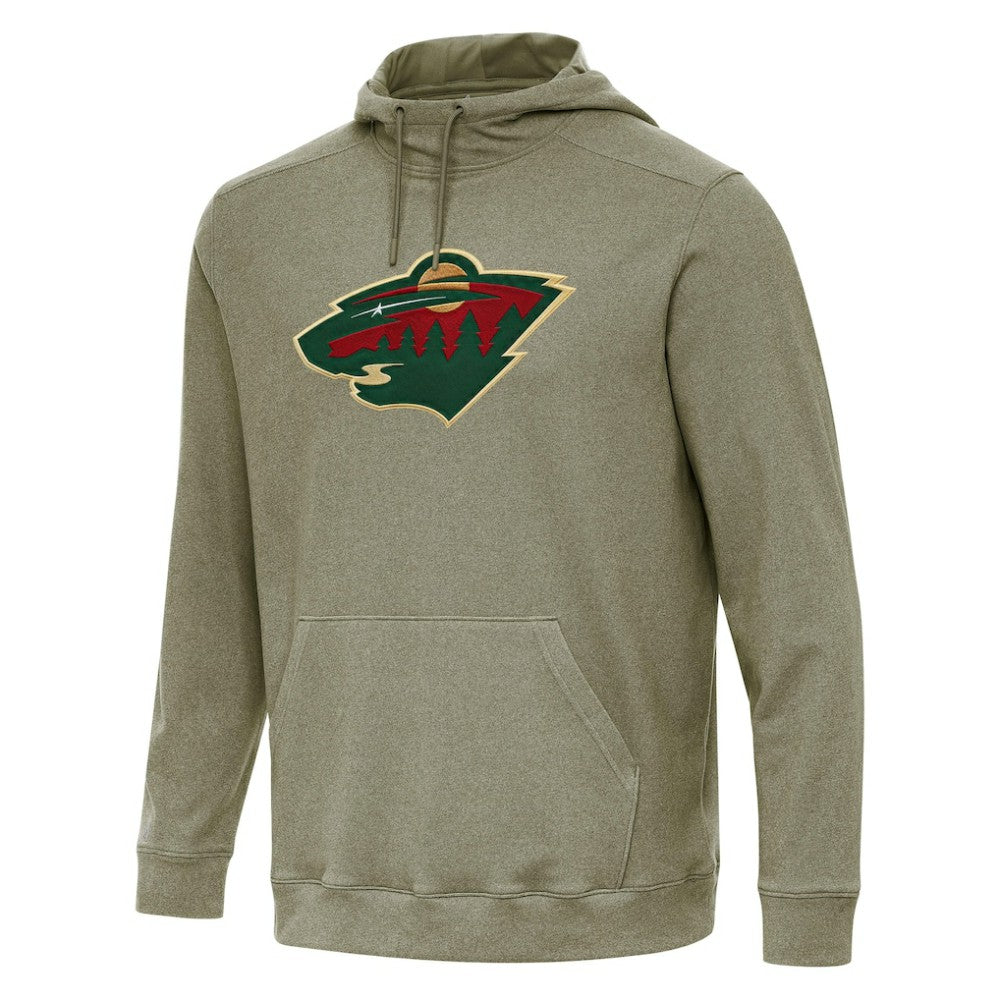 Minnesota Wild Antigua Cloud Pullover Hoodie - Olive Hoodies