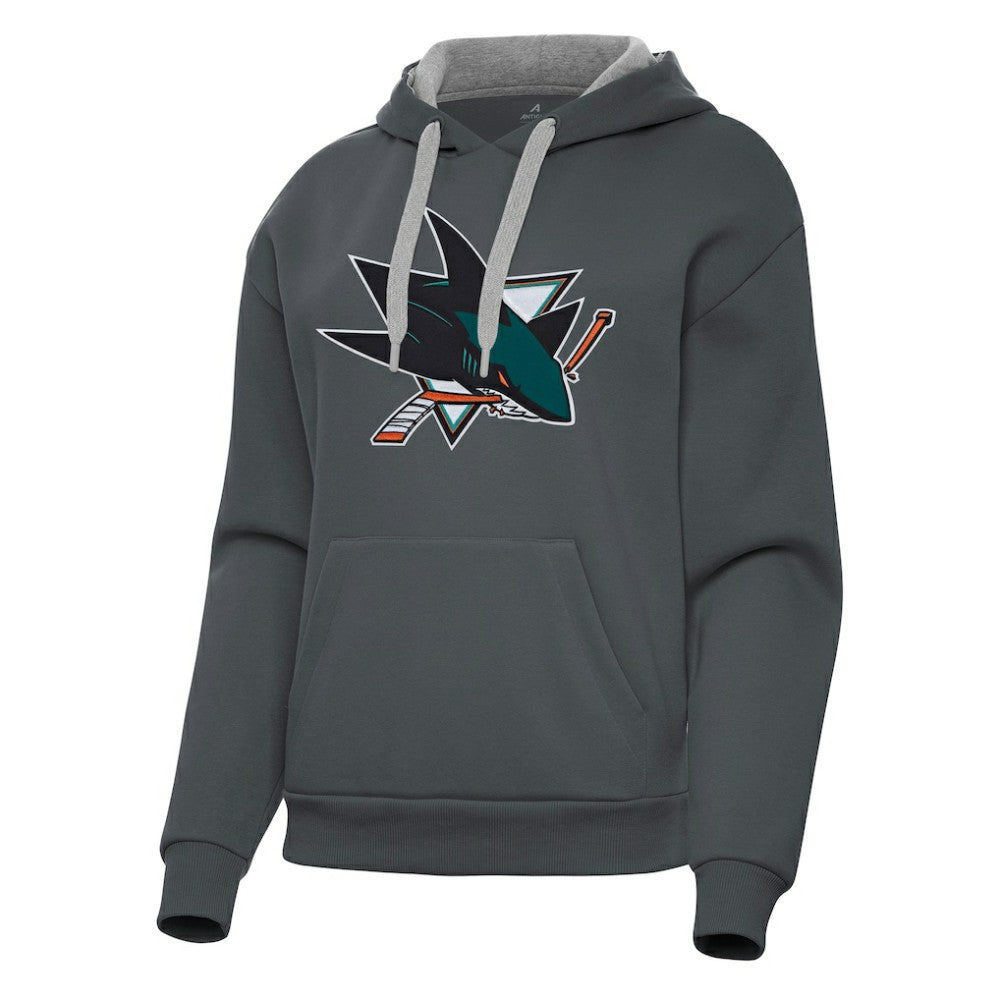 San Jose Sharks Antigua Women's Victory Pullover Hoodie - Charcoal Hoodies