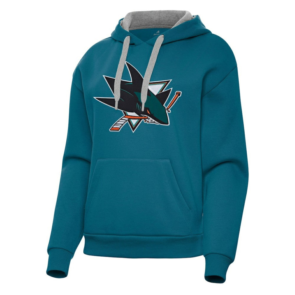 San Jose Sharks Antigua Women's Victory Pullover Hoodie - Teal Hoodies