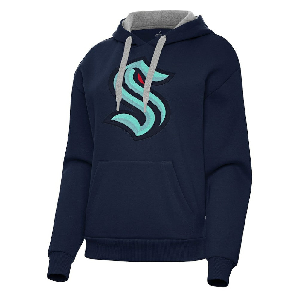 Seattle Kraken Antigua Women's Victory Pullover Hoodie - Deep Sea Blue Hoodies