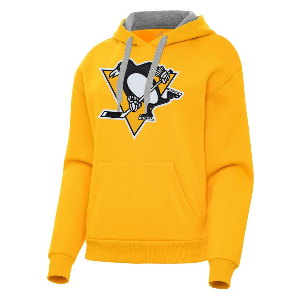 Pittsburgh Penguins Antigua Women's Victory Pullover Hoodie - Gold Hoodies