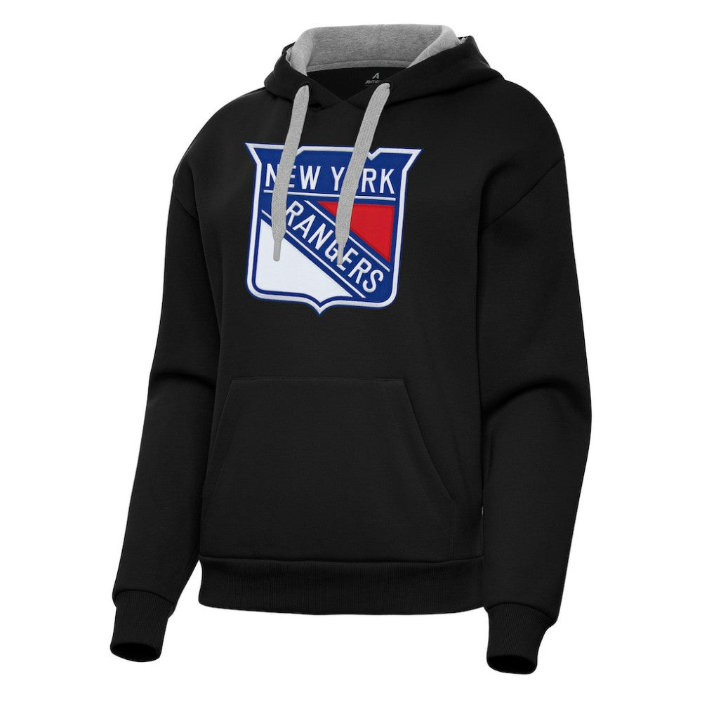 New York Rangers Antigua Women's Victory Pullover Hoodie - Black Hoodies