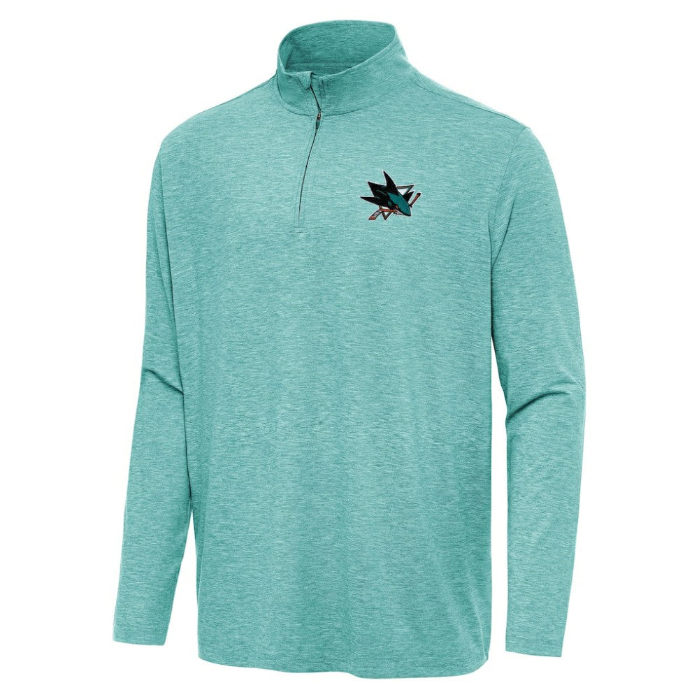 San Jose Sharks Antigua Hunk Quarter-Zip Top - Heather Aqua Tops