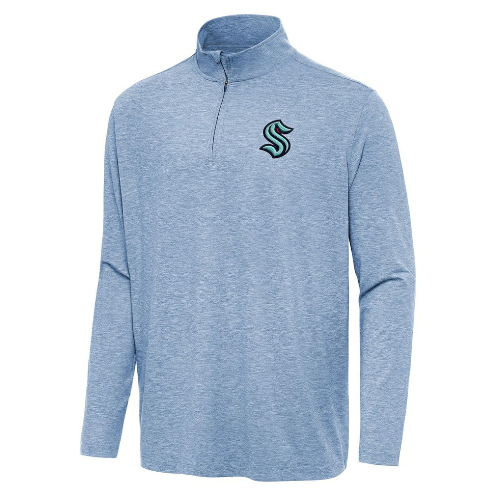 Seattle Kraken Antigua Hunk Quarter-Zip Top - Heather Blue Tops
