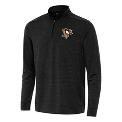 Pittsburgh Penguins Antigua Bright Quarter-Zip Top - Heather Black Tops