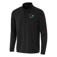 San Jose Sharks Antigua Bright Quarter-Zip Top - Heather Black Tops