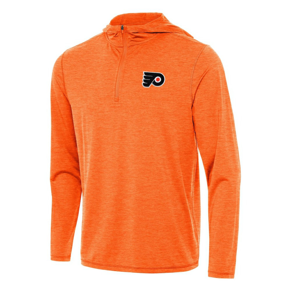 Philadelphia Flyers Antigua Tidy Quarter-Zip Hoodie - Heather Orange Hoodies