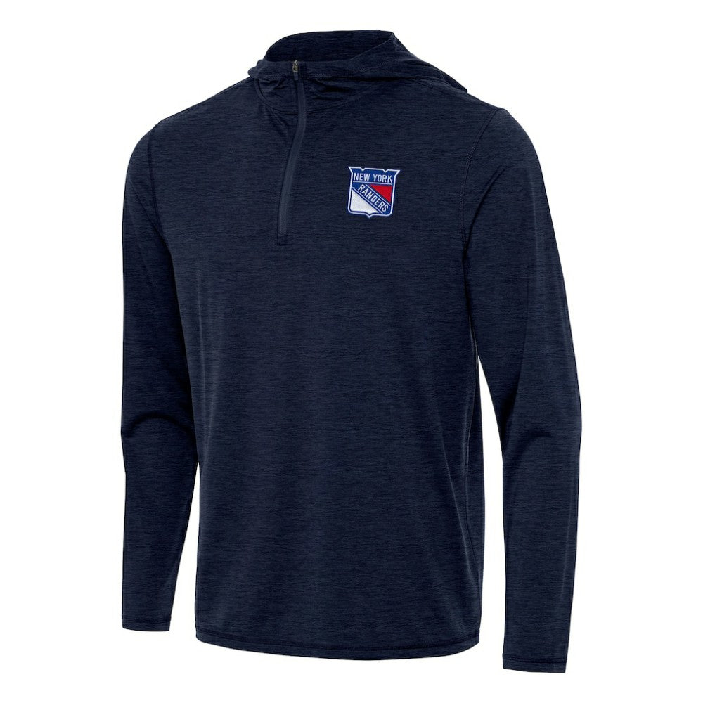 New York Rangers Antigua Tidy Quarter-Zip Hoodie - Heather Navy Hoodies
