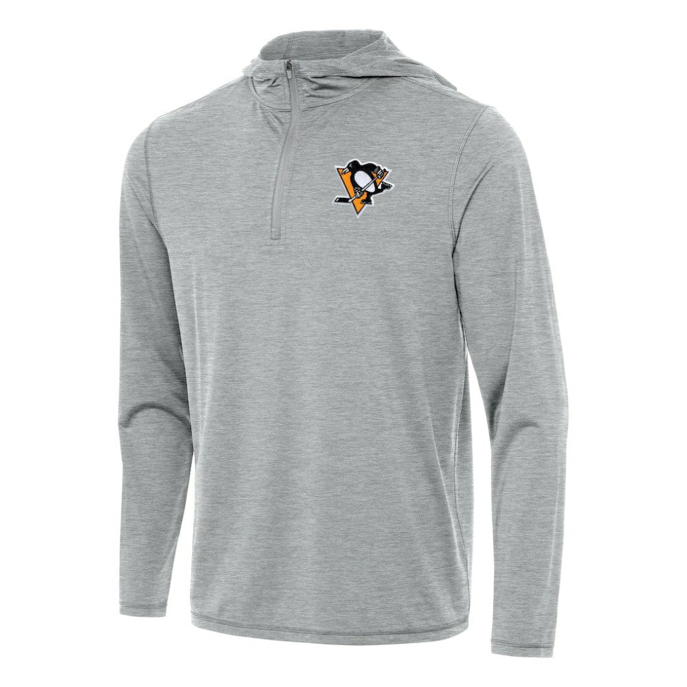 Pittsburgh Penguins Antigua Tidy Quarter-Zip Hoodie - Heather Gray Hoodies