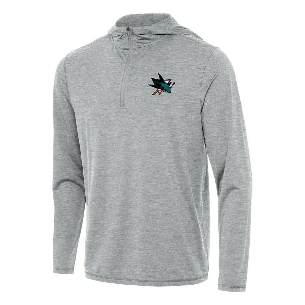 San Jose Sharks Antigua Tidy Quarter-Zip Hoodie - Heather Gray Hoodies