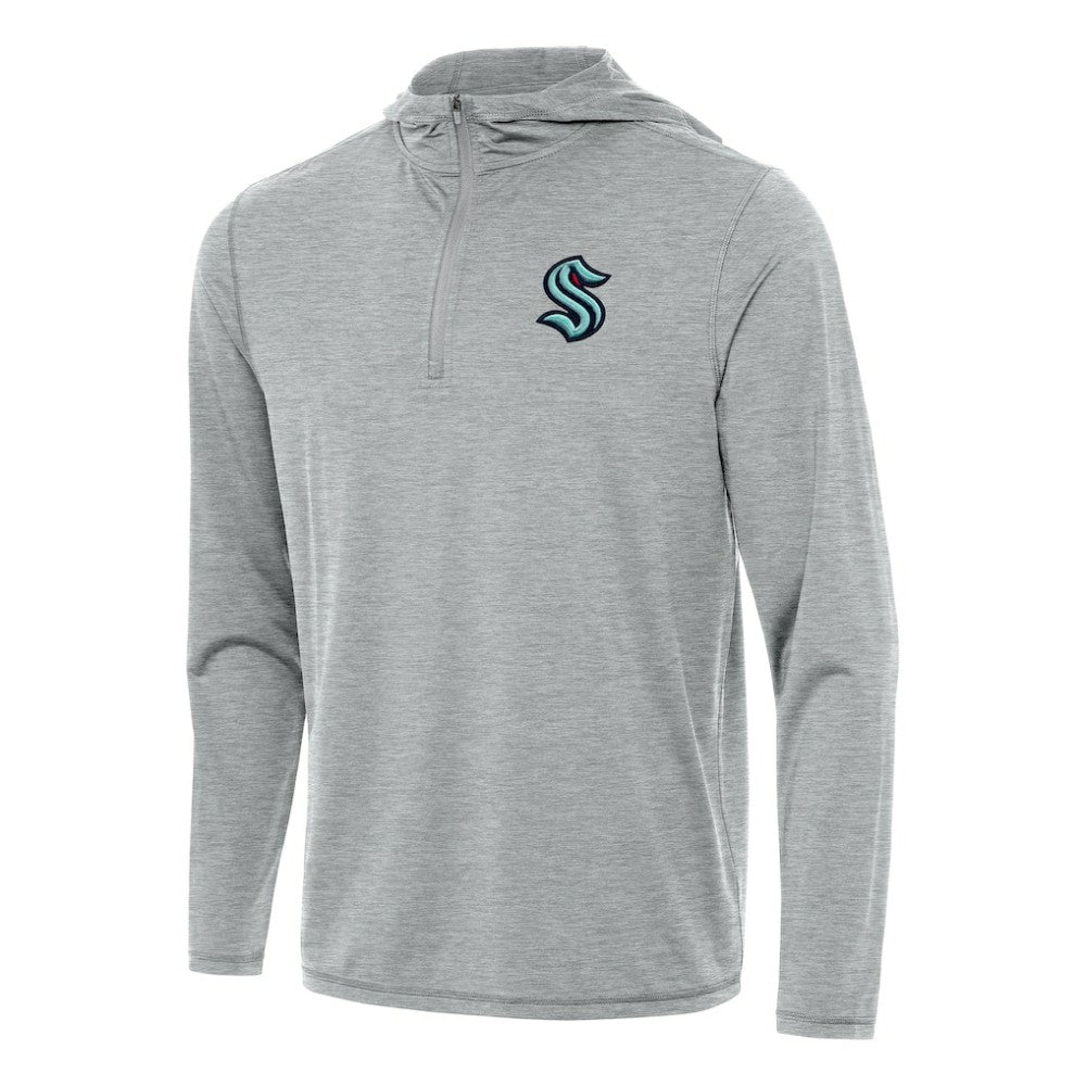Seattle Kraken Antigua Tidy Quarter-Zip Hoodie - Heather Gray Hoodies