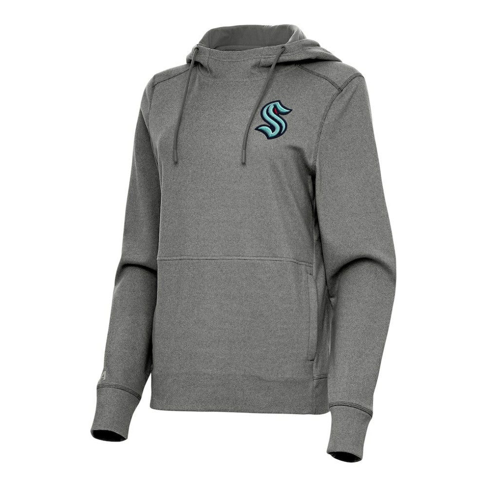 Seattle Kraken Antigua Women's Justice Pullover Hoodie - Heather Black Hoodies