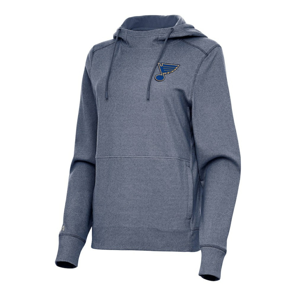 St. Louis Blues Antigua Women's Justice Pullover Hoodie - Heather Navy Hoodies