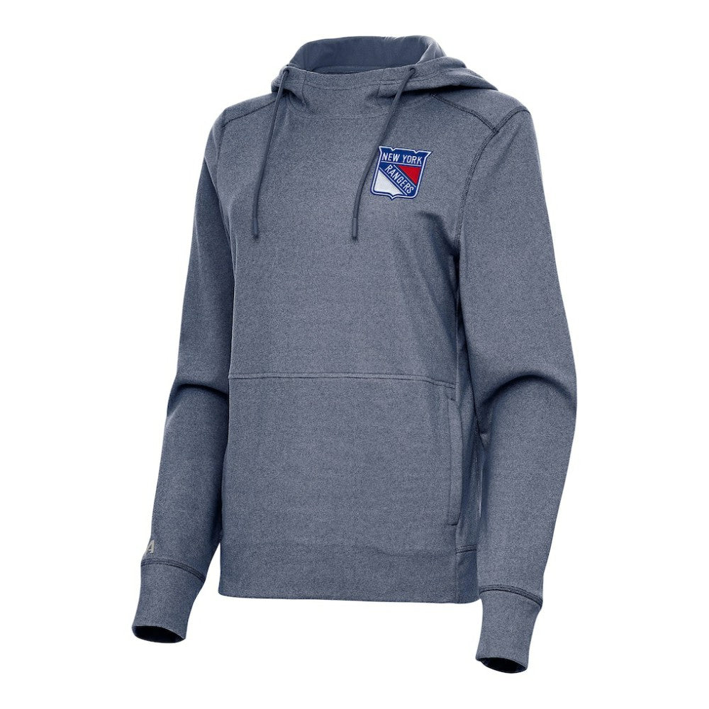 New York Rangers Antigua Women's Justice Pullover Hoodie - Heather Navy Hoodies