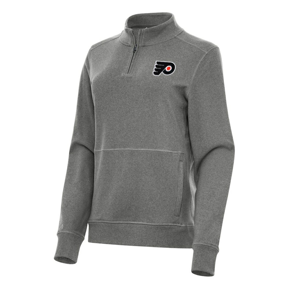 Philadelphia Flyers Antigua Women's Crush Quarter-Zip Fleece Sweatshirt - Heather Black Sweatshirts
