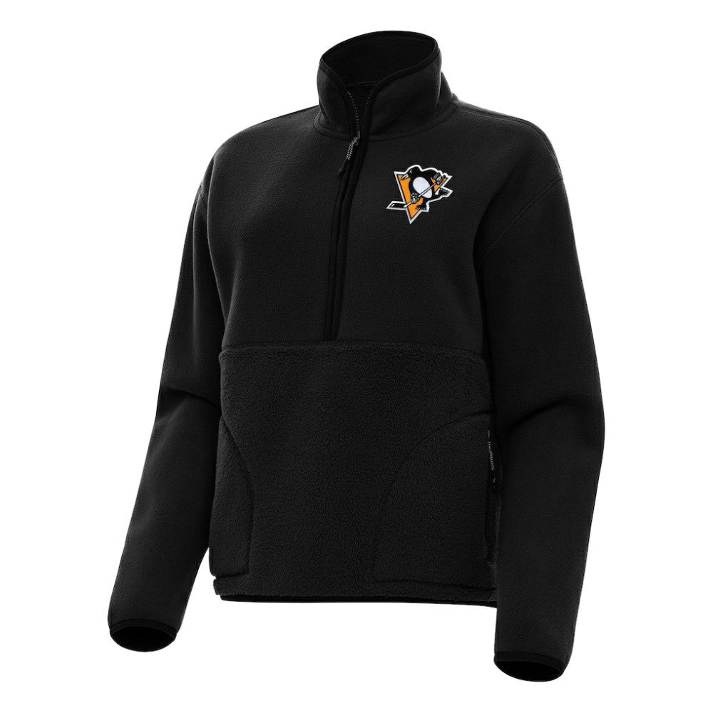 Pittsburgh Penguins Antigua Women's Figure Half-Zip Pullover Sweatshirt - Black Sweatshirts