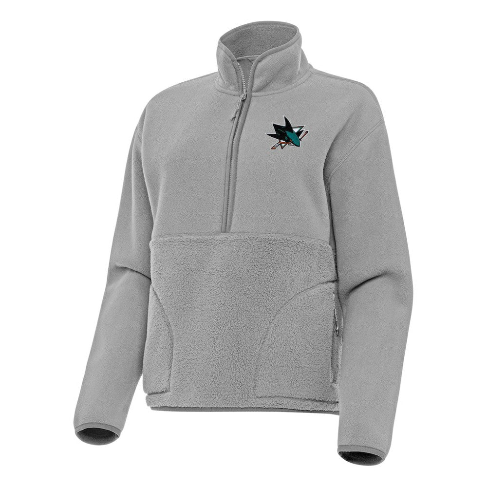 San Jose Sharks Antigua Women's Figure Half-Zip Pullover Sweatshirt - Gray Sweatshirts