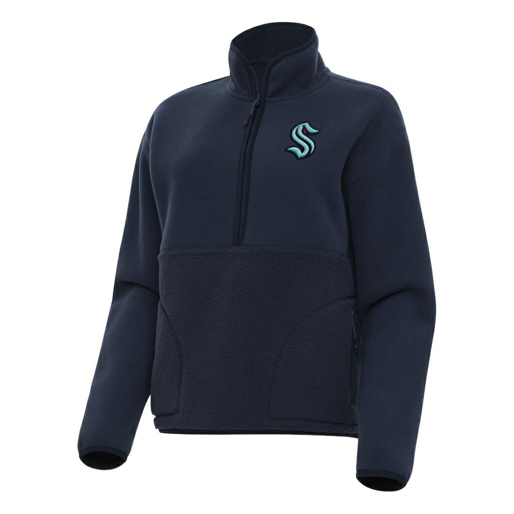 Seattle Kraken Antigua Women's Figure Half-Zip Pullover Sweatshirt - Navy Sweatshirts