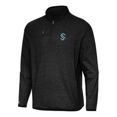 Seattle Kraken Antigua Certain Quarter-Zip Tri-Blend Sweatshirt - Heather Black Sweatshirts
