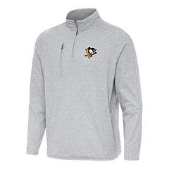 Pittsburgh Penguins Antigua Certain Quarter-Zip Tri-Blend Sweatshirt - Heather Gray Sweatshirts