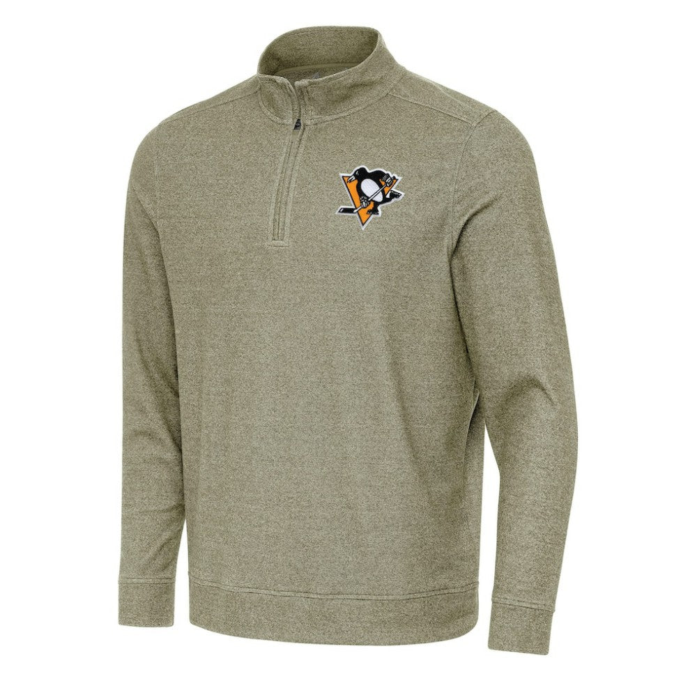 Pittsburgh Penguins Antigua Subtle Quarter-Zip Sweatshirt - Olive Sweatshirts