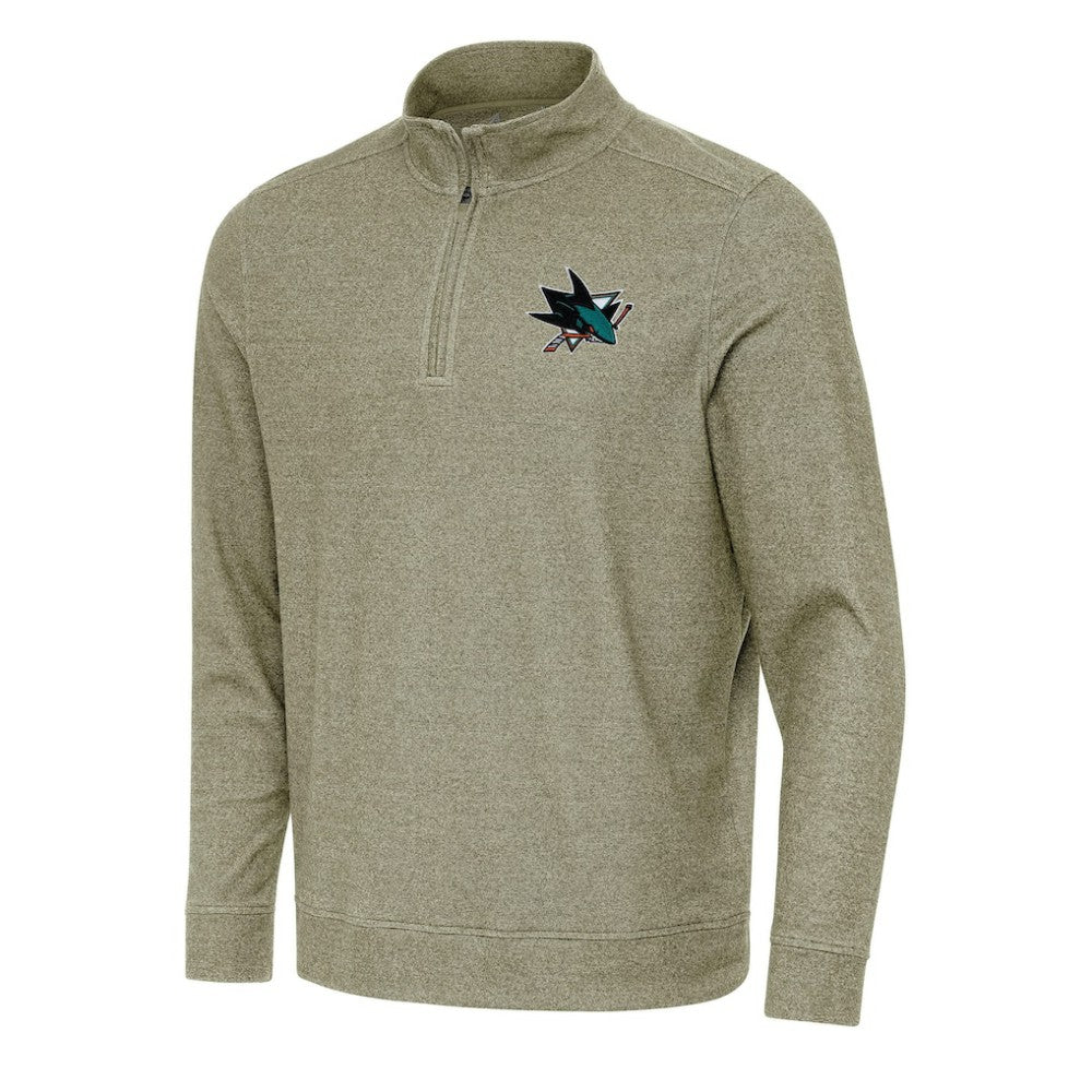 San Jose Sharks Antigua Subtle Quarter-Zip Sweatshirt - Olive Sweatshirts