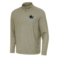 San Jose Sharks Antigua Subtle Quarter-Zip Sweatshirt - Olive Sweatshirts
