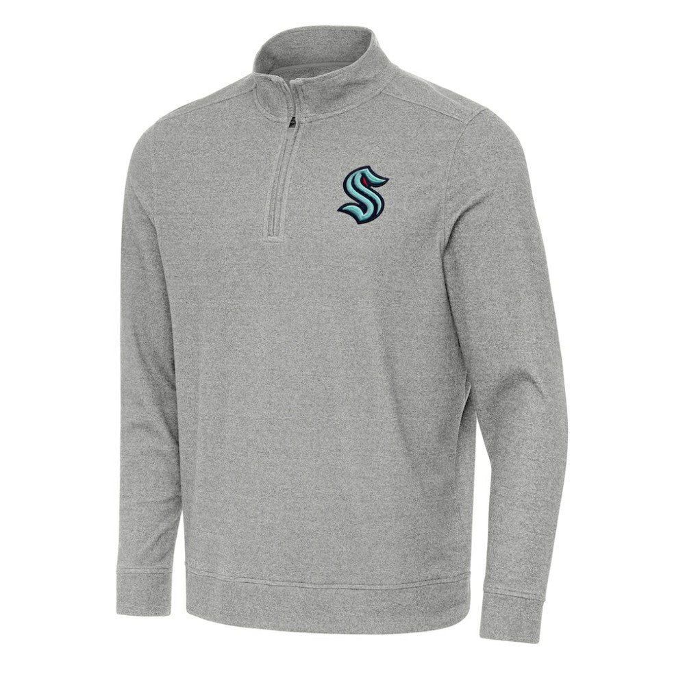 Seattle Kraken Antigua Subtle Quarter-Zip Sweatshirt - Heather Gray Sweatshirts