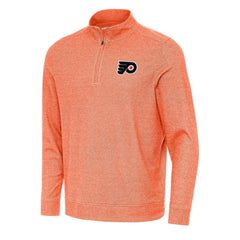 Philadelphia Flyers Antigua Subtle Quarter-Zip Sweatshirt - Heather Orange Sweatshirts
