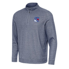 New York Rangers Antigua Subtle Quarter-Zip Sweatshirt - Heather Navy Sweatshirts
