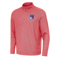 New York Rangers Antigua Subtle Quarter-Zip Sweatshirt - Heather Red Sweatshirts