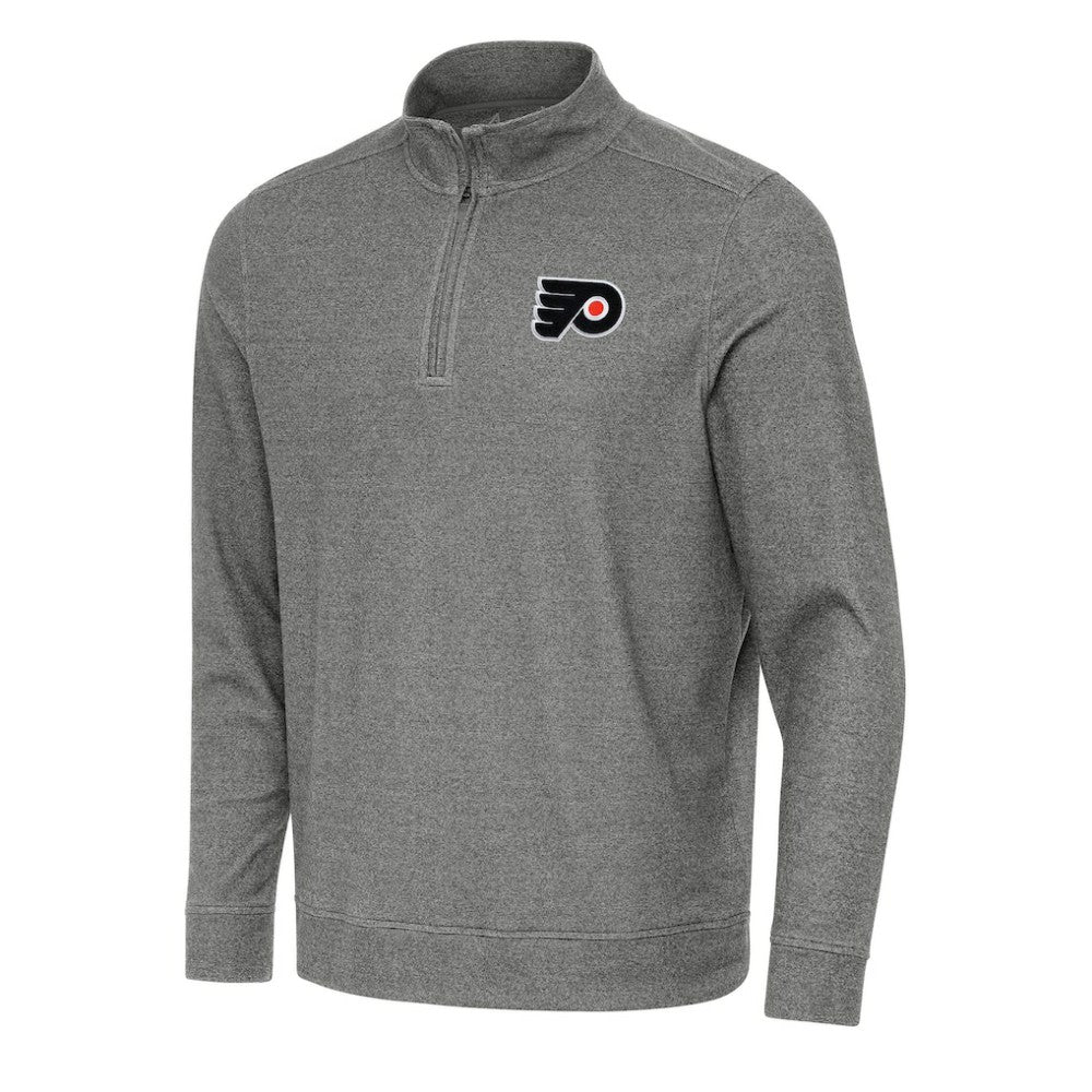Philadelphia Flyers Antigua Subtle Quarter-Zip Sweatshirt - Heather Black Sweatshirts
