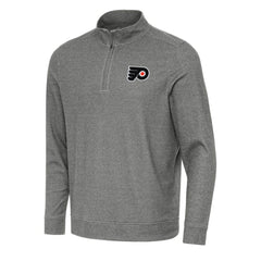 Philadelphia Flyers Antigua Subtle Quarter-Zip Sweatshirt - Heather Black Sweatshirts