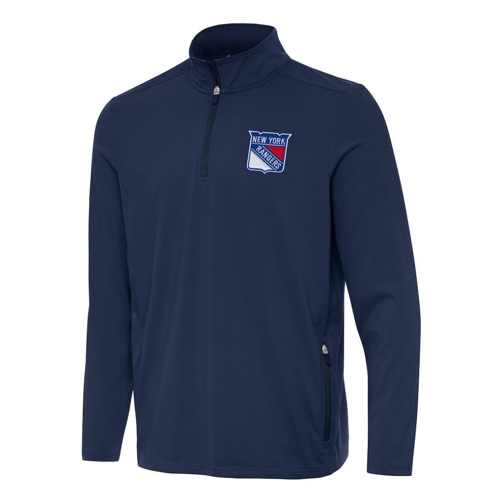 New York Rangers Antigua Perilous Quarter-Zip Sweatshirt - Navy Sweatshirts