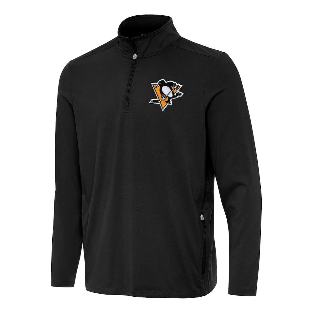 Pittsburgh Penguins Antigua Perilous Quarter-Zip Sweatshirt - Black Sweatshirts