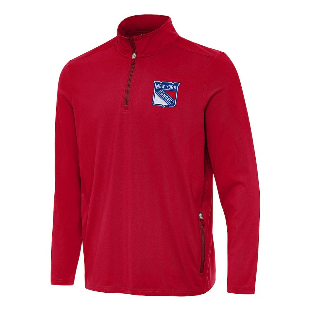New York Rangers Antigua Perilous Quarter-Zip Sweatshirt - Red Sweatshirts