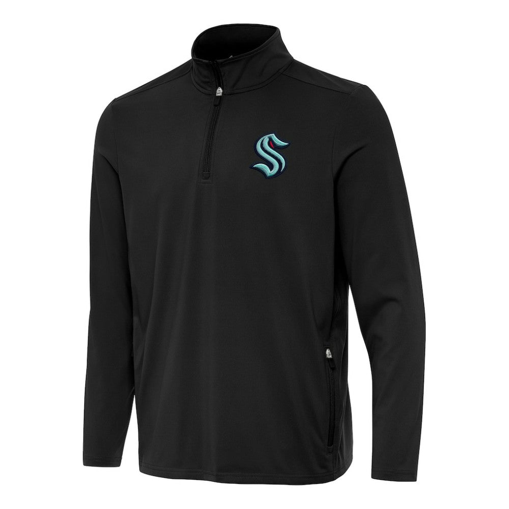 Seattle Kraken Antigua Perilous Quarter-Zip Sweatshirt - Black Sweatshirts