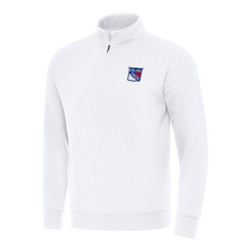 New York Rangers Antigua Victory Quarter-Zip Mock Sweatshirt - White Sweatshirts