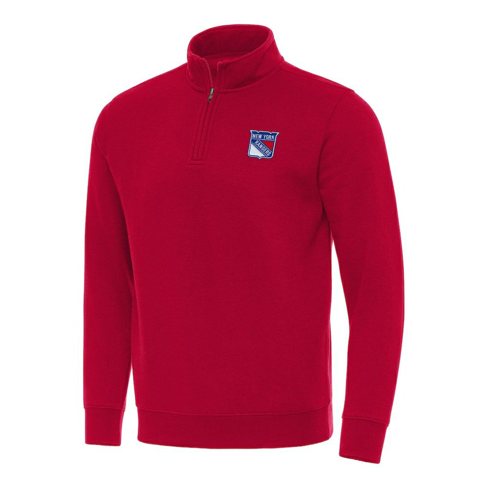 New York Rangers Antigua Victory Quarter-Zip Mock Sweatshirt - Red Sweatshirts