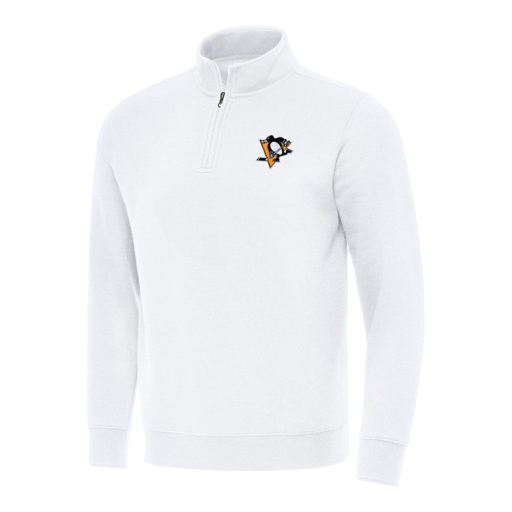 Pittsburgh Penguins Antigua Victory Quarter-Zip Mock Sweatshirt - White Sweatshirts