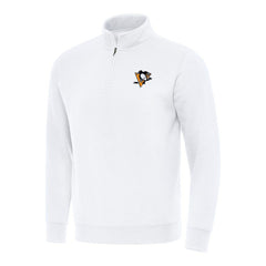 Pittsburgh Penguins Antigua Victory Quarter-Zip Mock Sweatshirt - White Sweatshirts