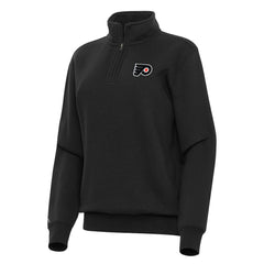 Philadelphia Flyers Antigua Women's Victory Quarter-Zip Sweatshirt - Black Sweatshirts