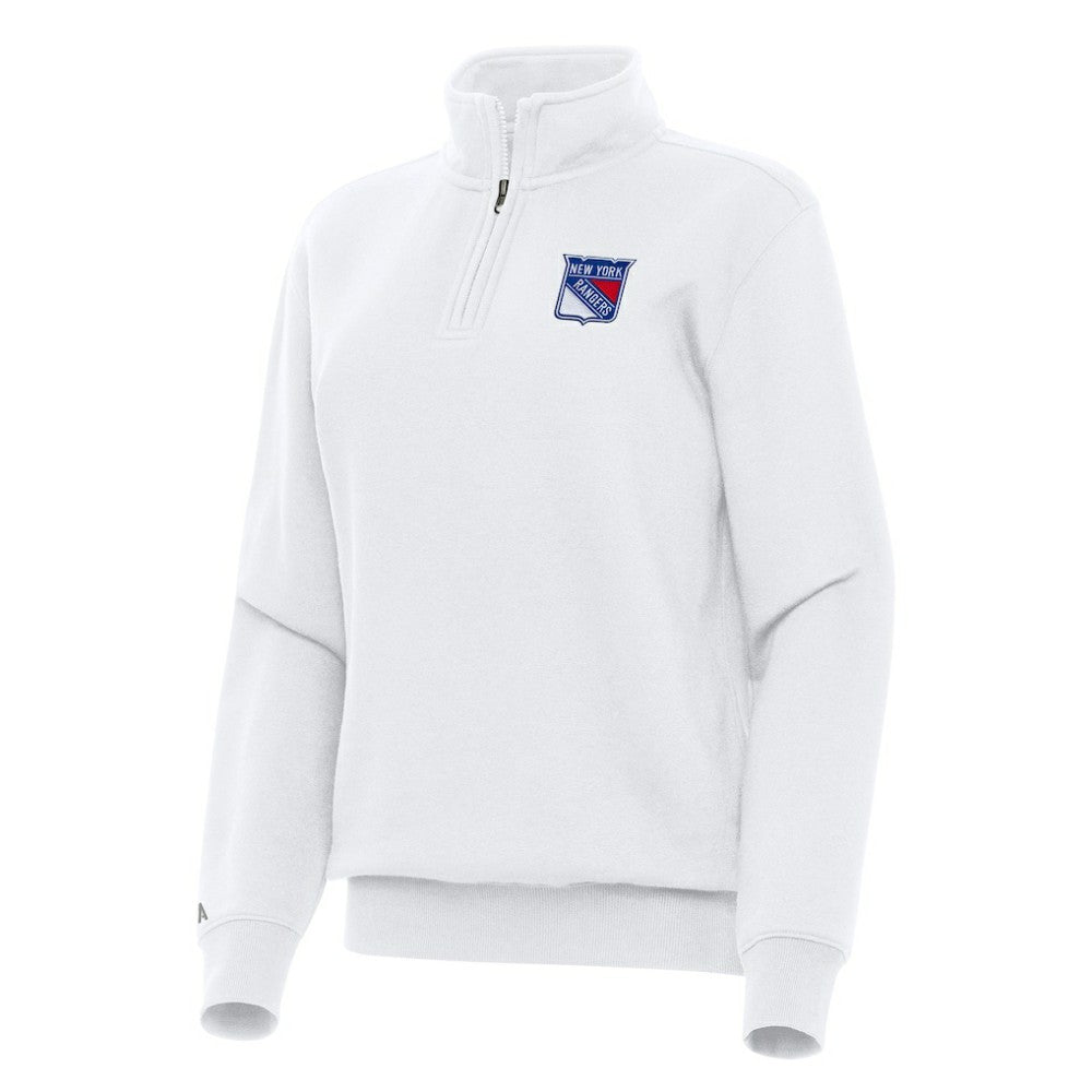 New York Rangers Antigua Women's Victory Quarter-Zip Sweatshirt - White Sweatshirts