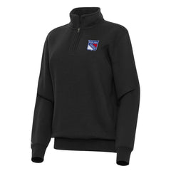 New York Rangers Antigua Women's Victory Quarter-Zip Sweatshirt - Black Sweatshirts