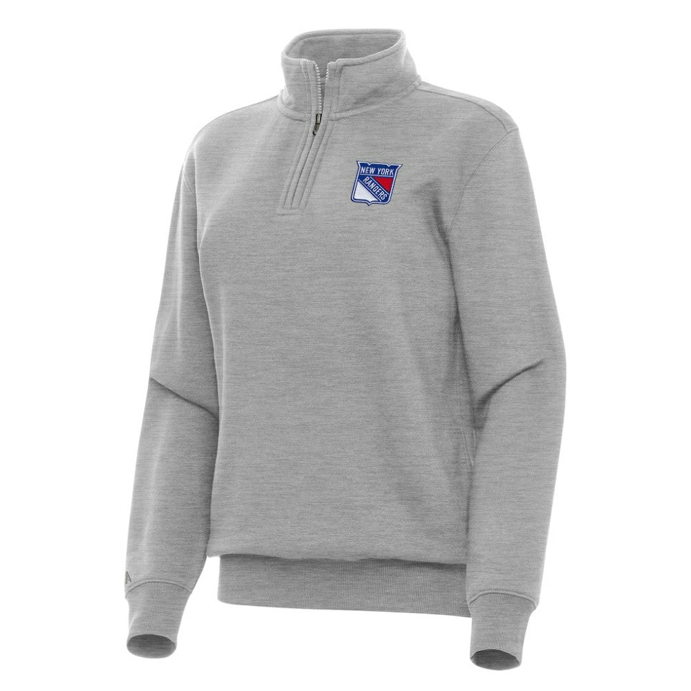 New York Rangers Antigua Women's Victory Quarter-Zip Sweatshirt - Heather Gray Sweatshirts