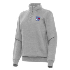 New York Rangers Antigua Women's Victory Quarter-Zip Sweatshirt - Heather Gray Sweatshirts