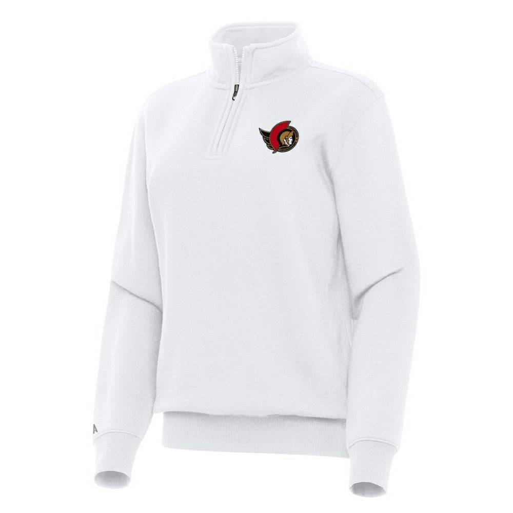 Ottawa Senators Antigua Women's Victory Quarter-Zip Sweatshirt - White Sweatshirts