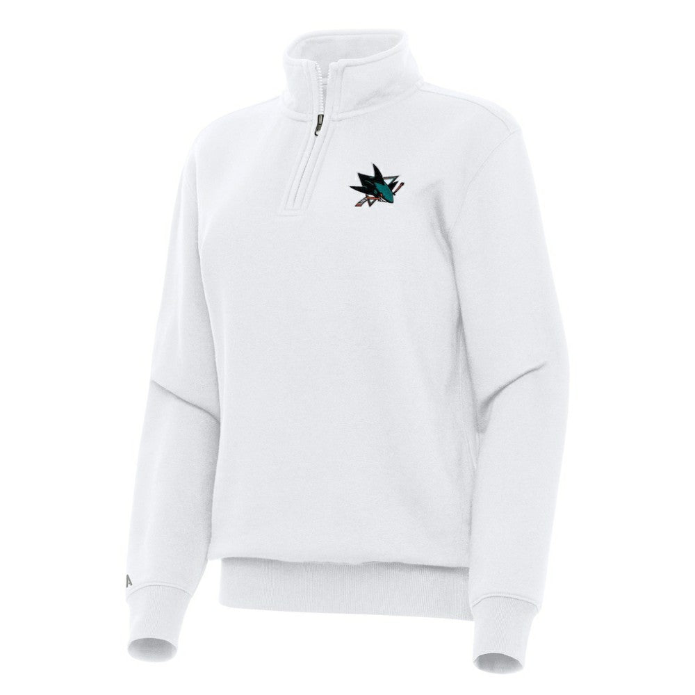 San Jose Sharks Antigua Women's Victory Quarter-Zip Sweatshirt - White Sweatshirts