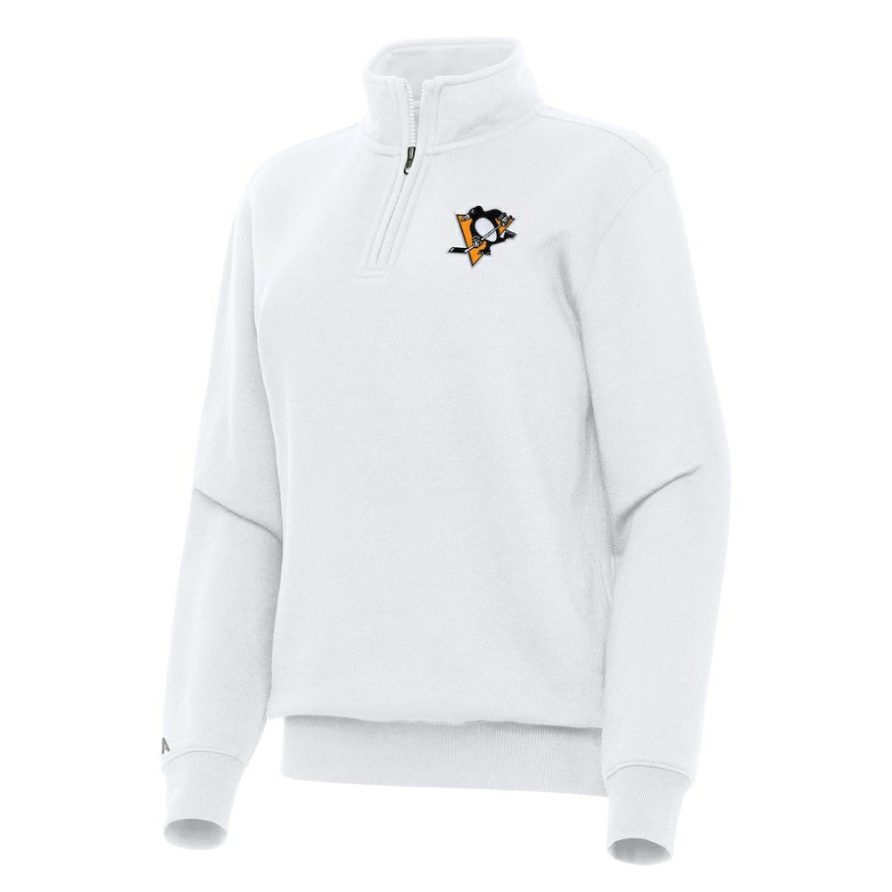 Pittsburgh Penguins Antigua Women's Victory Quarter-Zip Sweatshirt - White Sweatshirts